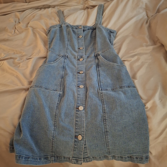 On 34th Women's Denim Button-Front Midi Dress - Picture 3 of 8